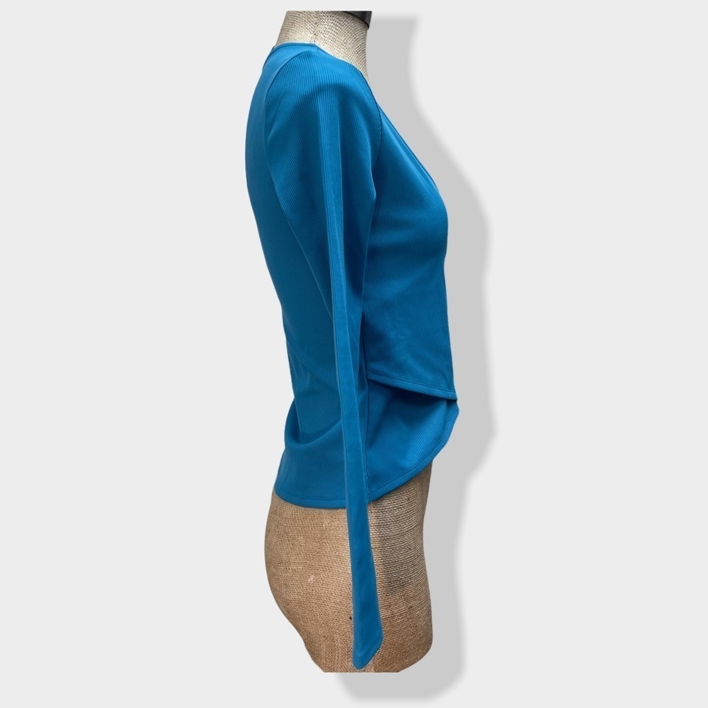 GAPFIT Rib Long Sleeve Wrap Front Slate Teal - Picture 6 of 7